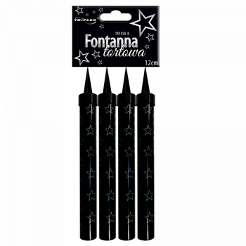Fontanny tortowe Triplex 12cm CZARNE W GWIAZDKI TXF358-8 - 4 szt.