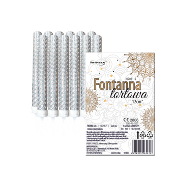 Fontanny tortowe Triplex 12cm SREBRNY HOLOGRAM I00061-6 - 12 szt.