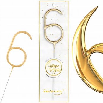 Zimne ognie Triplex cyfra "6" złote TXF806 - 1 szt.