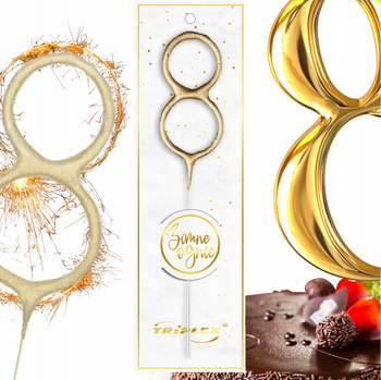 Zimne ognie Triplex cyfra "8" złote TXF808 - 1 szt.