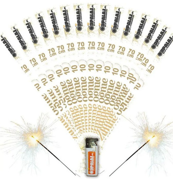 120 SZTUK - Długie Zimne Ognie 70cm na WESELE + zapalniczka żarowa GRATIS!